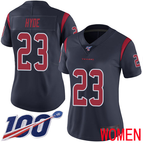 Houston Texans Limited Navy Blue Women Carlos Hyde Jersey NFL Football #23 100th Season Rush Vapor Untouchable->women nfl jersey->Women Jersey